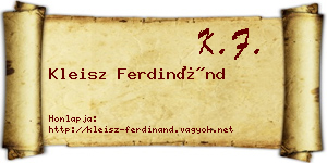 Kleisz Ferdinánd névjegykártya